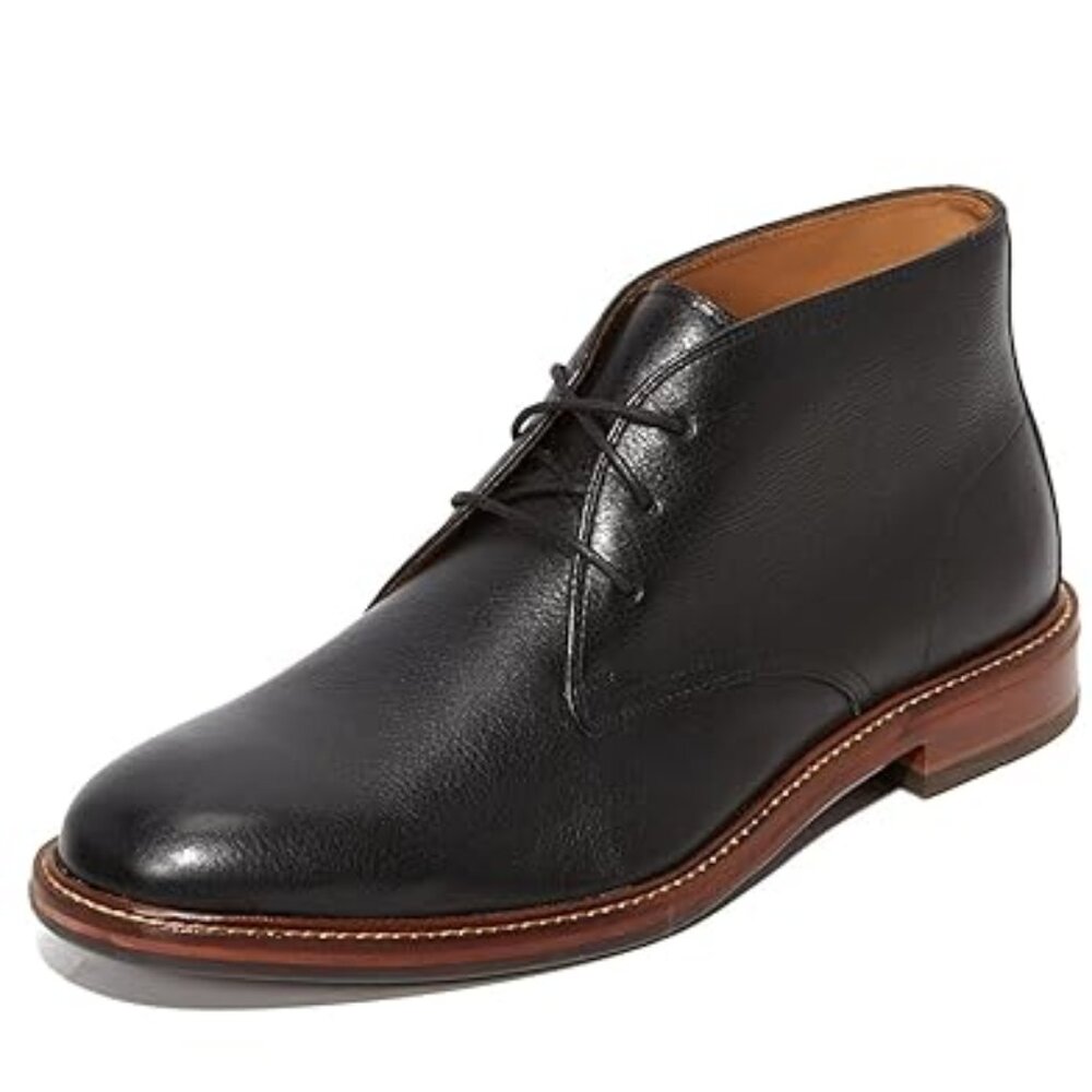 Cole Haan Black Leather Chukka Boots with Brown Sole
